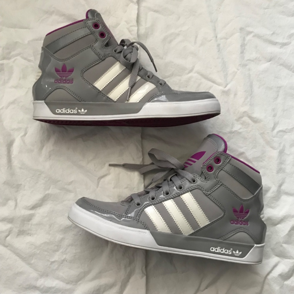 Adidas Originals Hardcourt High Top Sneakers Women's Size 8.5 Pink Grey White